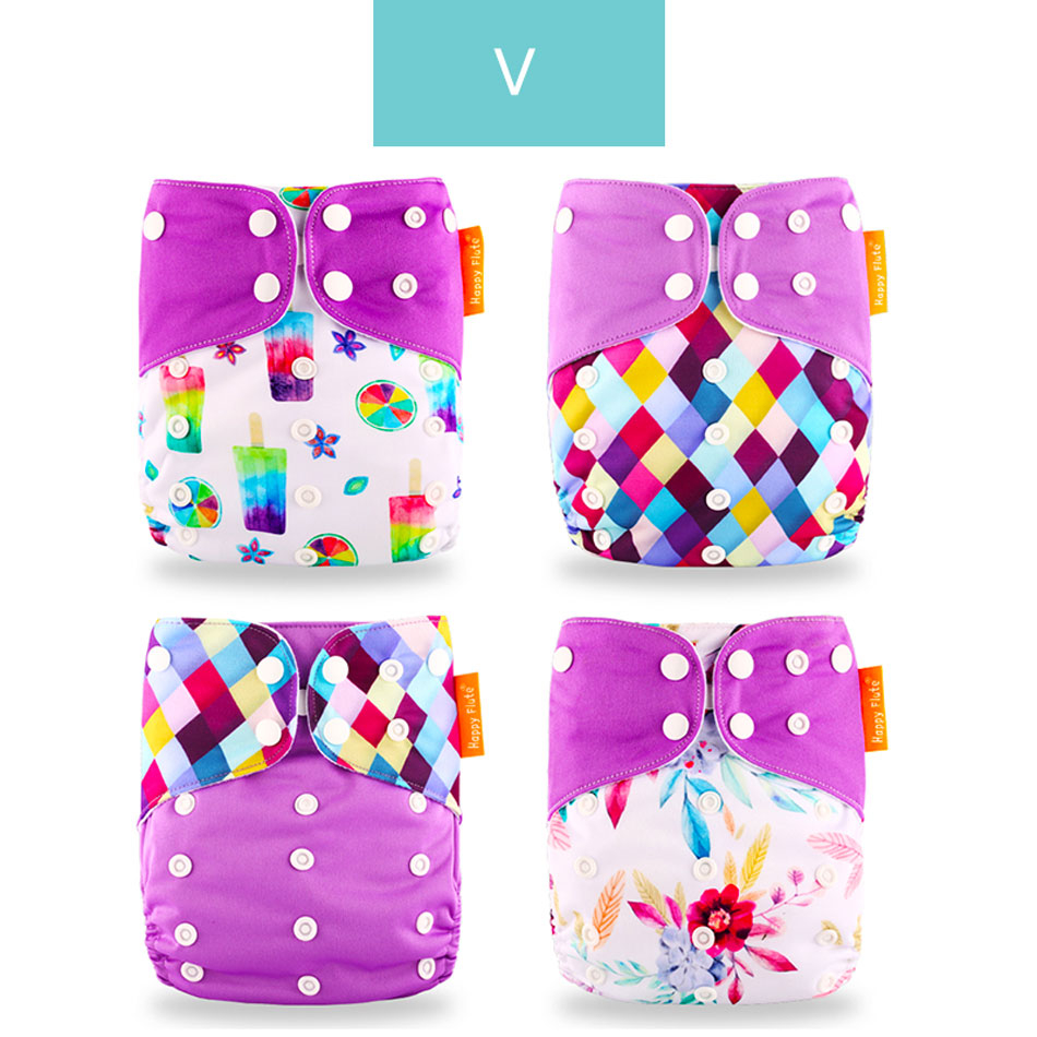 Breathable Washable Cloth Nappies Set with Cute Print