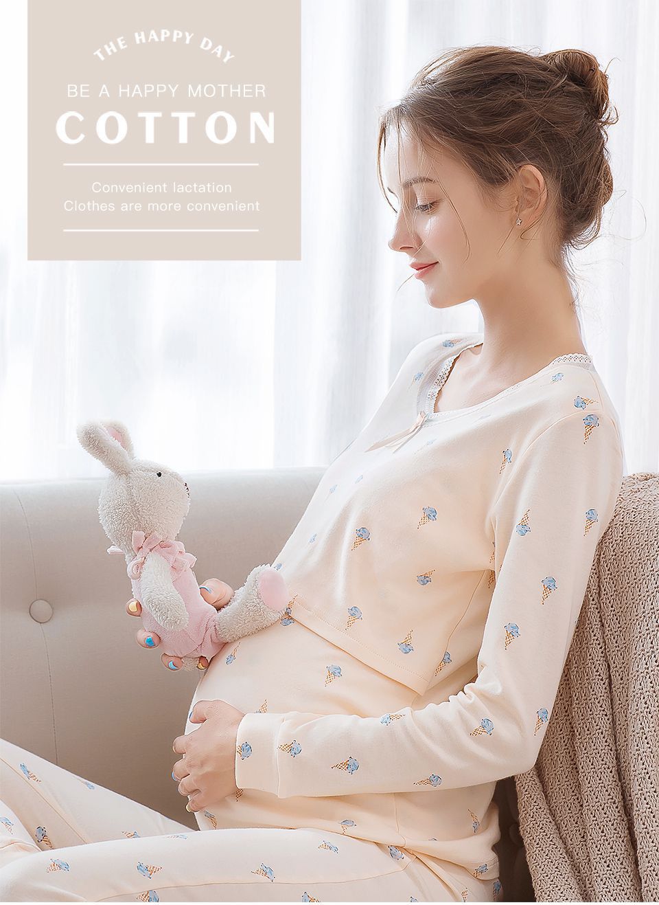 Women's Star Pattern Maternity Pajama Set
