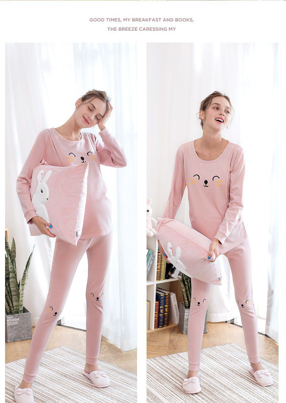 Women's Star Pattern Maternity Pajama Set